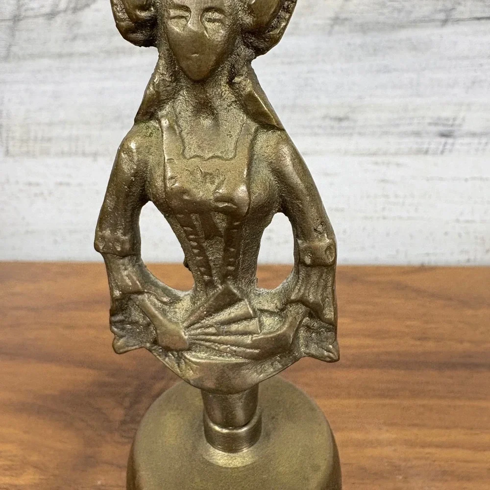 Brass Victorian Lady Bell Early 20th Century 7